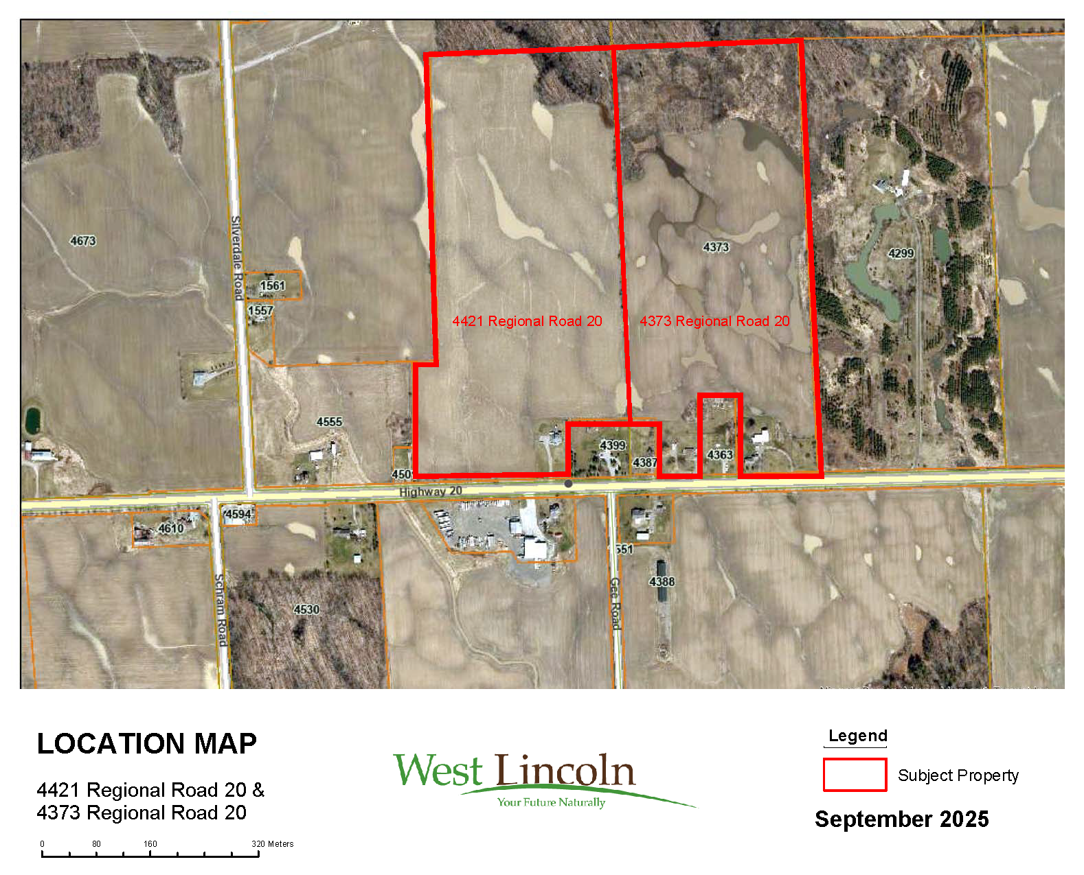 4421 & 4373 Regional Road 20 Location Map