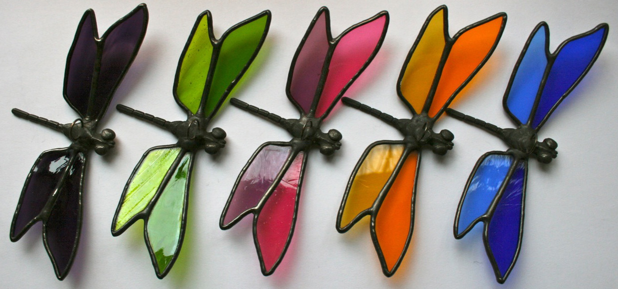 Stained glass dragonflies