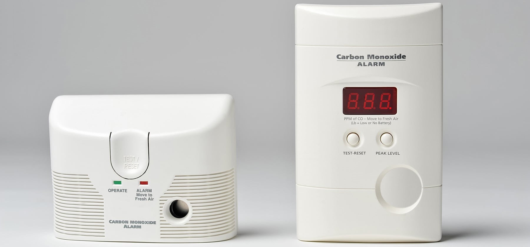 Picture of two types of carbon monoxide alarms