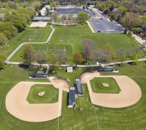 Birds-eye view of sports fields