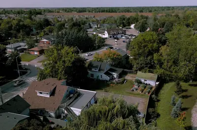 Aerial view of homes and roads in Smithville neighbourhood